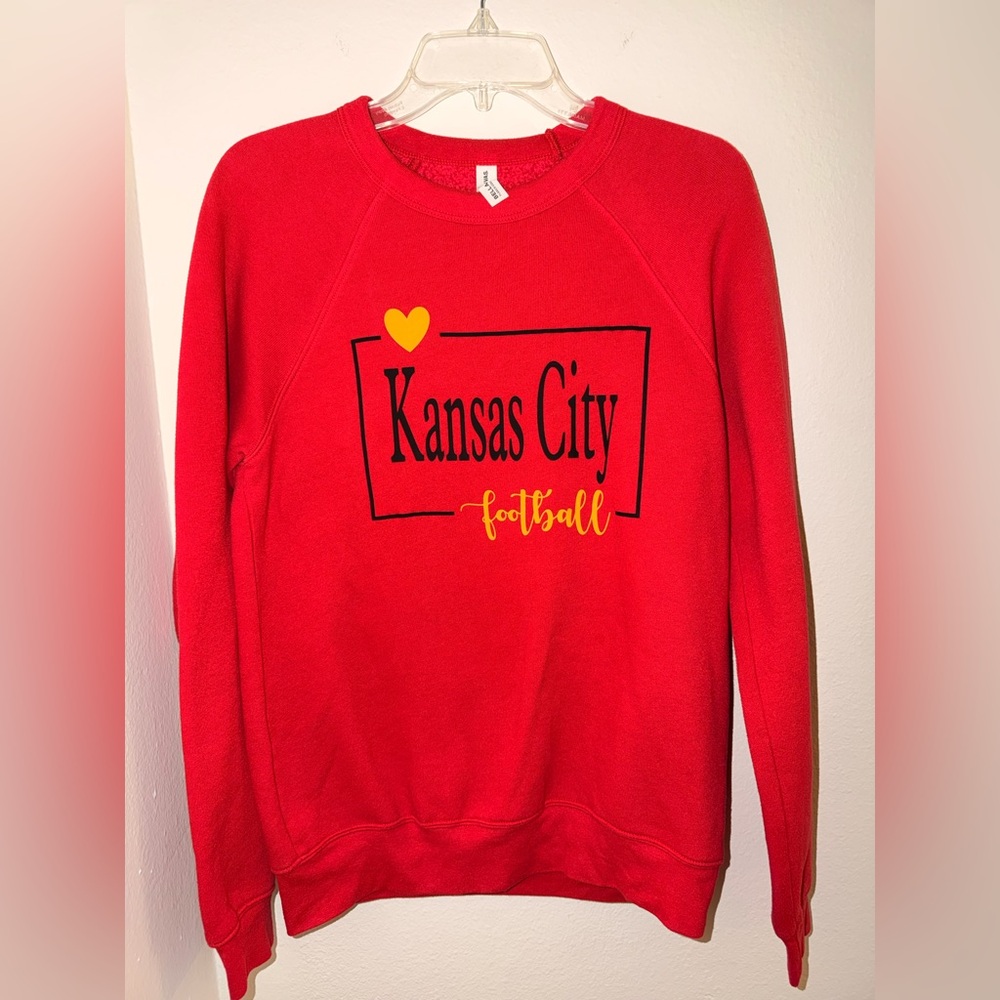 Bella Canvas Red Kansas City Football Sweatshirt